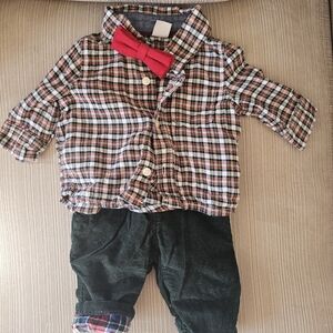GAP Kids Plaid Shirt with Red Bow Tie
